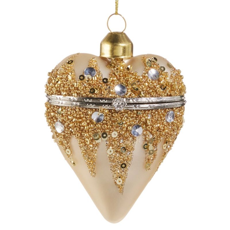 Gold Heart Box Ornament